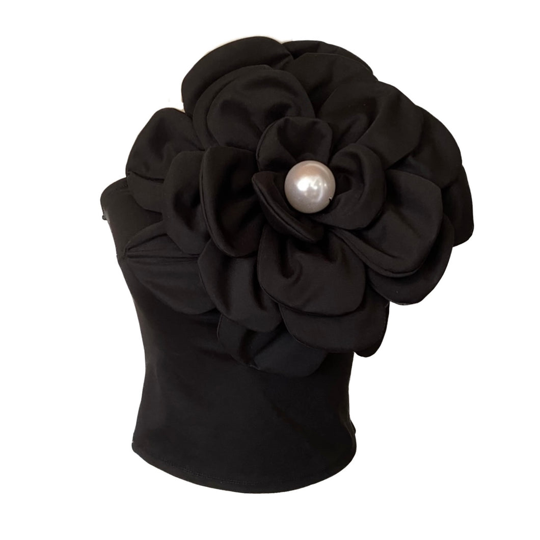 TOP ROSETTE NEGRO